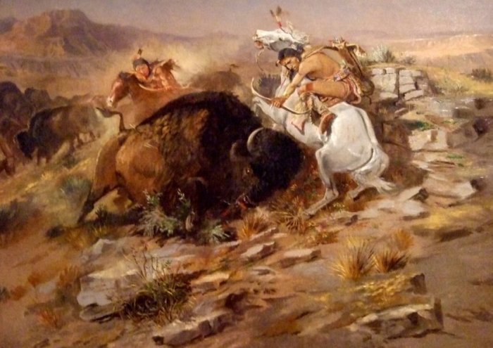 Charles Marion Russell Buffalo Hunt Framed Print